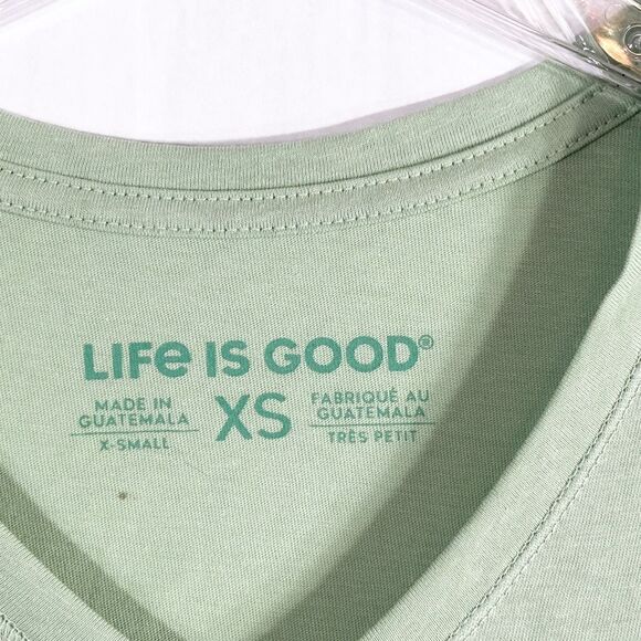 Life is Good XS Top Green Tee Short Sleeve V Neck Lemonade NWT Womens‎ 213 - Picture 4 of 6